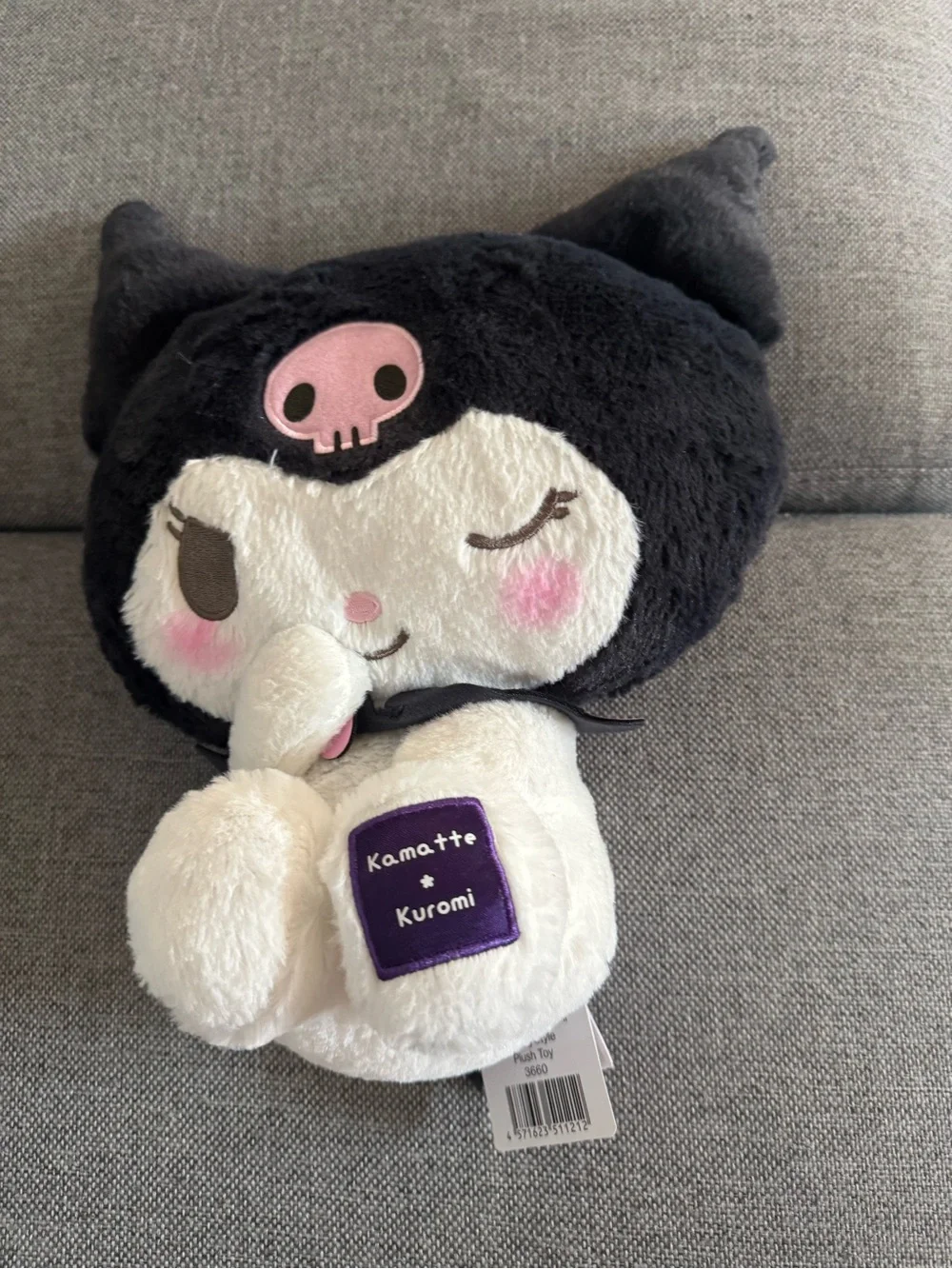 Round1 x Sanrio Kuromi Plush Toy - Black, White & Pink Accent